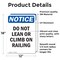 Signmission Do Not Lean Or Climb On Railing, 12 in W x Rectangle, Vinyl Decal OS-2PACK-NS-D-1218-V-11293 - alternate 5